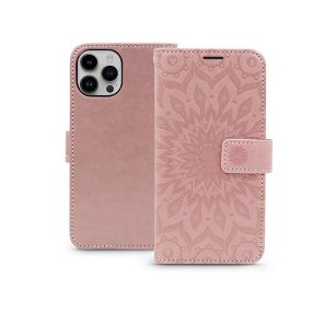   Haffner Mezzo Book Flip oldalra nyíló tok - Apple iPhone 15 Pro - mandala rose gold