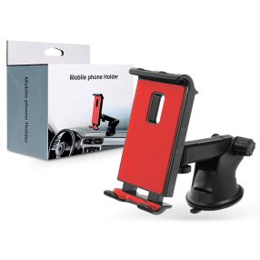   Haffner univerzális autós tartó műszerfalra/szélvédőre - 4-8" méret - fekete/piros