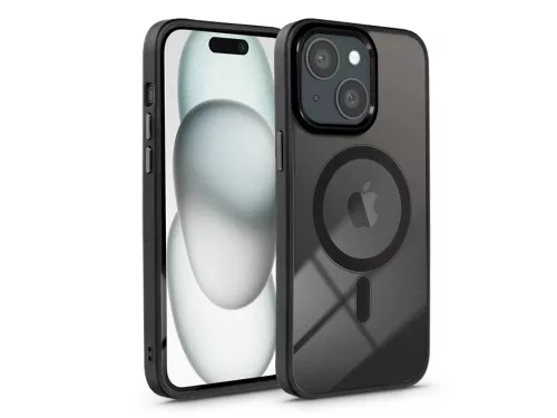 Haffner Edge Mag Cover szilikon tok - Apple iPhone 15 - fekete/átlátszó