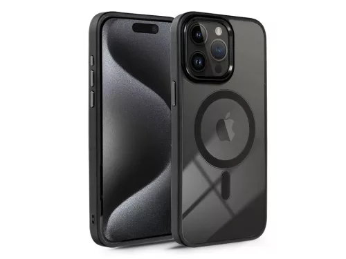 Haffner Edge Mag Cover szilikon tok - Apple iPhone 15 Pro - fekete/átlátszó