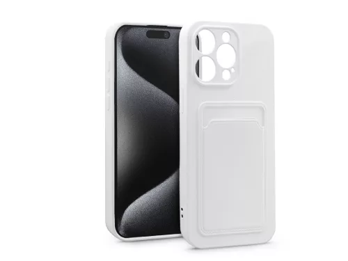 Haffner Card Case kártyatartós szilikon tok - Apple iPhone 15 Pro Max - fehér