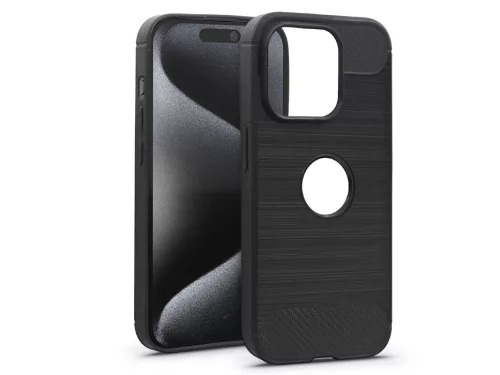 Haffner Carbon szilikon tok - Apple iPhone 15 Pro - fekete