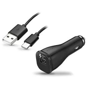   Samsung gyári USB szivargyújtós töltő + USB - Type-C kábel - 10W - EP-LN915U    +EP-DG970BBE Adaptive Fast Charging - fekete  (ECO csomagolás)