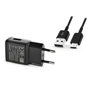   Samsung gyári USB hálózati töltő adapter + USB - USB Type-C kábel - 10W -       EP-TA200EBE + EP-DG970 Type-C - fekete ECO csomaglás)