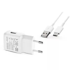   Samsung gyári USB hálózati töltő adapter + USB Type-C adatkábel - 10W -         EP-TA200EWE + EP-DN930 Type-C - fehér (ECO csomaglás)