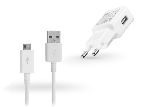 Samsung gyári USB hálózati töltő adapter + micro USB kábel - 5V/2A - EP-TA12EWE + ECB-DU68WE - fehér (ECO csomaglás)