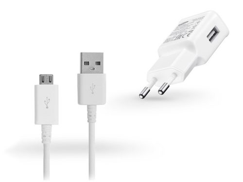 Samsung gyári USB hálózati töltő adapter + micro USB kábel - 10W - EP-TA12EWE + ECB-DU68WE - fehér (ECO csomaglás)