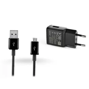   Samsung gyári USB hálózati töltő adapter + micro USB adatkábel - 10W -          EP-TA200EBE + ECB-DU5ABE fekete (ECO csomaglás)