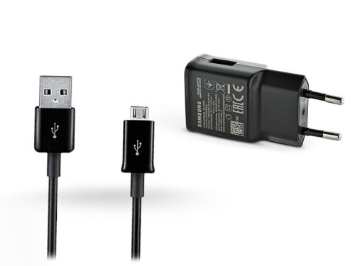 Samsung gyári USB hálózati töltő adapter + micro USB adatkábel - 5V/2A - EP-TA200EBE + ECB-DU5ABE black (ECO csomaglás)