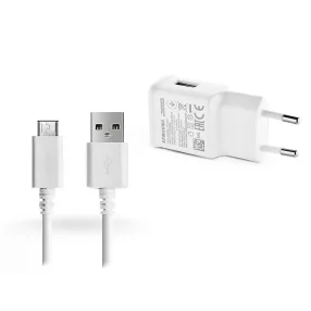   Samsung gyári USB hálózati töltő adapter + micro USB adatkábel - 10W -          EP-TA200EWE + ECB-DU68WE - fehér (ECO csomaglás)