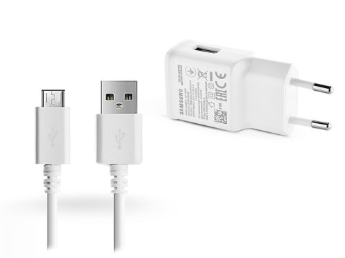 Samsung gyári USB hálózati töltő adapter + micro USB adatkábel - 5V/2A - EP-TA200EWE + ECB-DU68WE white (ECO csomaglás)