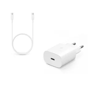   Samsung gyári hálózati töltő adapter Type-C bemenettel + Type-C - Type-C kábel -15W - EP-TA800EWE PD3.0 + EP-DA705BWE - fehér (ECO csomaglás)