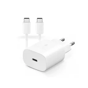   Samsung gyári Type-C hálózati töltő adapter + Type-C adat- és töltőkábel - 15W -EP-TA800EWE PD3.0 + EP-DG977BWE - fehér (ECO csomaglás)