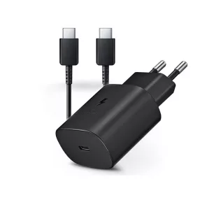   Samsung gyári hálózati töltő adapter Type-C bemenettel + Type-C - Type-C kábel -15W - EP-TA800EBE PD3.0 + EP-DG977BBE - fekete (ECO csomagolás)