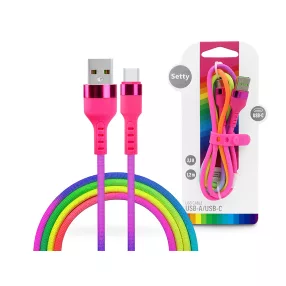   Setty 10W USB/Type-C adat- és töltőkábel 1,2m - szivárvány