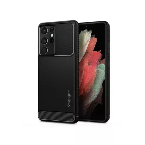   Samsung G998F Galaxy S21 Ultra ütésálló hátlap - Spigen Rugged Armor - fekete