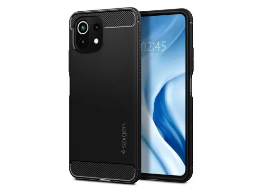 Xiaomi Mi 11 Lite LTE/11 Lite 5G ütésálló hátlap - Spigen Rugged Armor - fekete