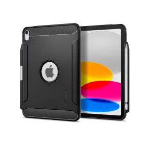   Apple iPad 10.9 (2022) ütésálló hátlap Apple Pencil tartóval - Spigen Rugged    Armor - fekete