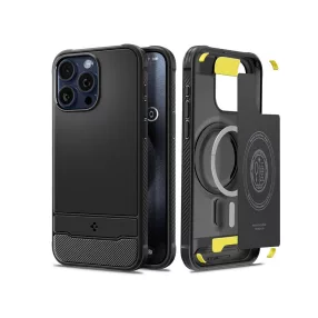   Spigen Rugged Armor MagSafe ütésálló tok - Apple iPhone 15 Pro - fekete