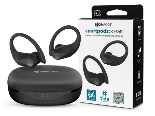 Boompods TWS Bluetooth sztereó headset v5.0 + töltőtok - Boompods Sportpods Ocean TWS with Charging Case - fekete