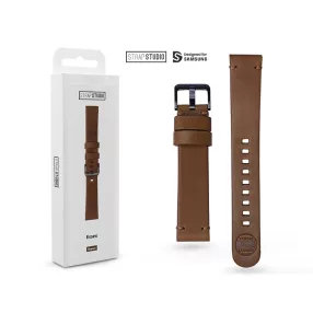   Samsung Galaxy Watch 4 / 5 / 5 Pro / 6 / 7 / FE valódi bőrből készült óraszíj - StrapStudio Essex - 20 mm - barna