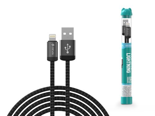 Devia Gracious Series Tube USB/Lightning adat-és töltőkábel 1m - fekete