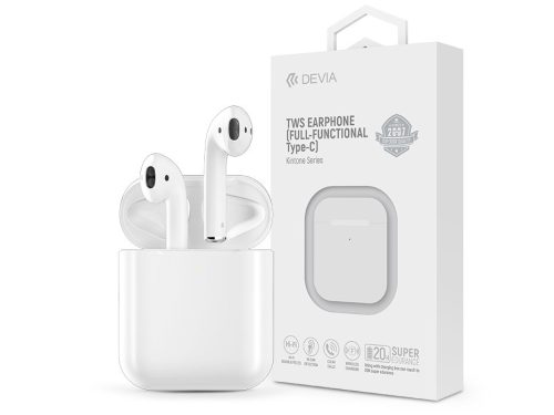 Devia TWS Bluetooth sztereó headset v5.3 + töltőtok - Devia Kintone Series TWS  Earphone Full-Functional Type-C - fehér