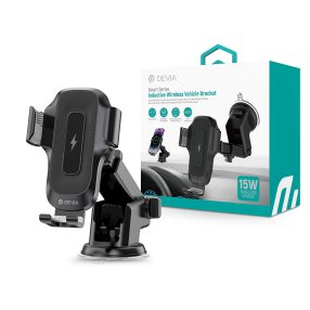   Devia Smart Series 15W vezeték nélküli autós töltő/tartó műszerfalra/szélvédőre - fekete