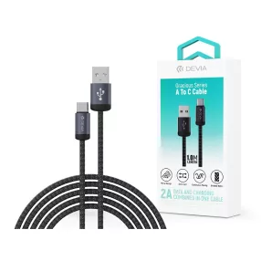   Devia Gracious Series 10W USB/Type-C adat-és töltőkábel 1m - fekete