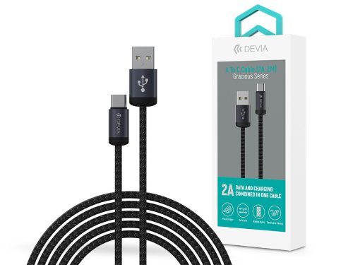 Devia Gracious Series v2 10W USB/Type-C adat-és töltőkábel 2m - fekete