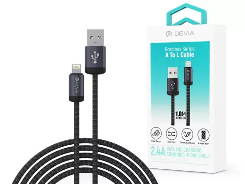 Devia Gracious Series v2 12W USB/Lightning adat-és töltőkábel 1m - fekete