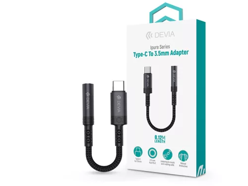 Devia Ipure Series Type-C/AUX 3,5 mm audió adapter - fekete
