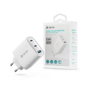   Devia Extreme Speed Series 65W GaN PD hálózati gyorstöltő adapter USB+2xType-C - fehér