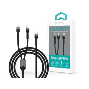   Devia Extreme Speed Series 60W+12W Type-C/Type-C + Lightning adat- és töltőkábel 1.2m - fekete