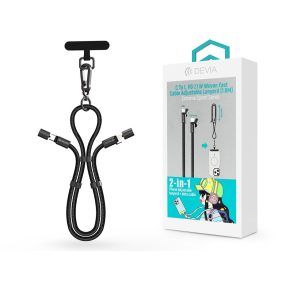   Devia Extreme Speed Series Woven 27W PD Type-C/Lightning adat-és töltőkábel + nyakpánt 1.6m - fekete