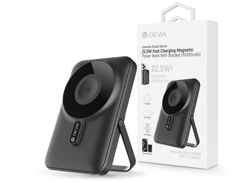 Devia Extreme Speed Magnetic PD 22.5W powerbank/állvány - Lightning/Type-C - 10.000 mAh - szürke