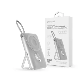   Devia Extreme Speed Series Magnetic 4in1 22.5W powerbank/állvány - Type-C - 10.000 mAh - ezüst