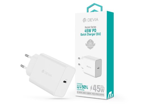 Devia Rocket Series 45W PD hálózati gyorstöltő adapter Type-C - fehér
