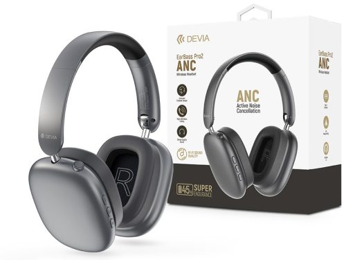 Devia EarBass Pro2 ANC Bluetooth sztereó fejhallgató beépített mikrofonnal - szürke