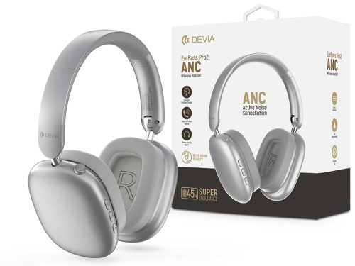 Devia EarBass Pro2 ANC Bluetooth sztereó fejhallgató beépített mikrofonnal - ezüst