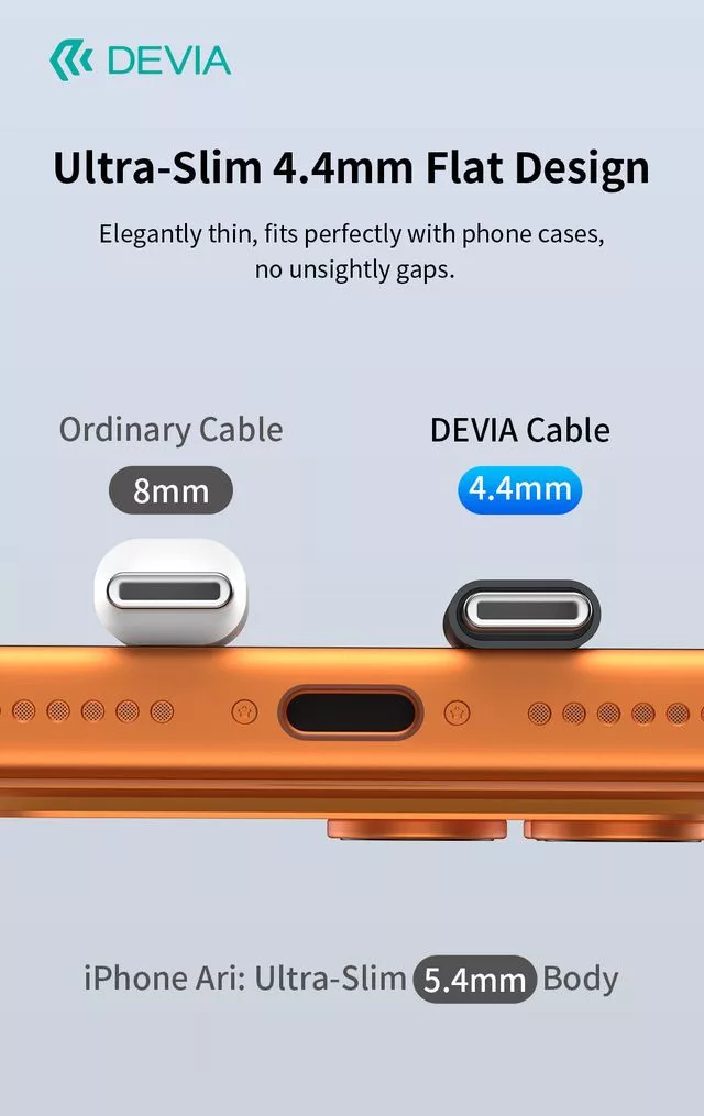 Devia Ultra3 240W PD Type-C/Type-C adat- és töltőkábel 1.5m - narancs