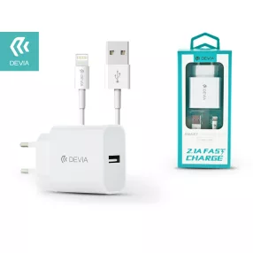   Devia Smart Series 10W USB hálózati töltő adapter + USB/Lightning kábel 1,2m - fehér