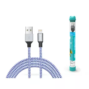   Devia Tube USB/Lightning USB töltő- és adatkábel - 1m - ezüst/kék
