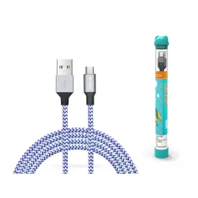   Devia Tube USB/microUSB adat- és töltőkábel 1m - ezüst/kék