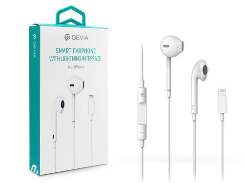 Devia sztereó felvevős fülhallgató - Lightning and Bluetooth - Devia Smart Earpods for iPhone - white