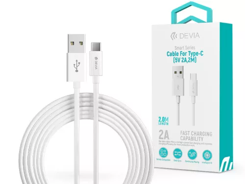 Devia Smart Series USB/Type-C adat- és töltőkábel 2 m - fehér