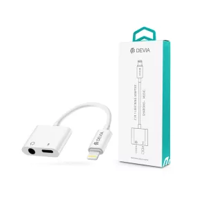   Devia lightning + 3.5 mm jack adapter egyidőben történő töltéshez és            zenehallgatáshoz - Devia Smart 2in1 Lightning-Jack adapter - fehér
