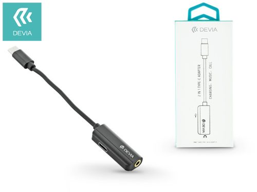 Devia USB Type-C + 3.5 mm jack adapter egyidőben történő töltéshez és zenehallgatáshoz - Devia Smart 2in1 Type-C - Jack adapter - black