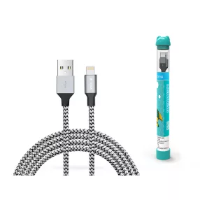   Devia Tube USB/Lightning töltő- és adatkábel 1m - ezüst/fekete