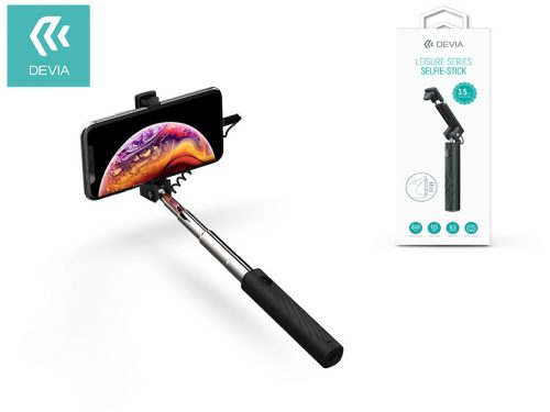 Devia Selfie Holder szelfi bot exponáló gombbal, 3,5 mm jack csatlakozóval - Devia Leisure Series Selfie-Stick - black